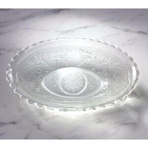 Vintage Sandwich Clear Glass Oval Serving Bowl 8.5" By Anchor Hocking